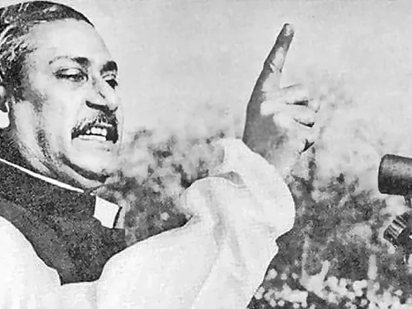 ৭ই মার্চ একটি তর্জনী, একটি মানচিত্র- “কেউ আমাদের দাবায়ে রাখতে পারবা না”