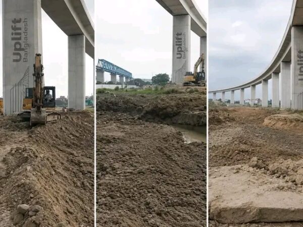 অনুমোদন ছাড়াই পদ্মা রেলসেতুর পিলারের নিচ থেকে কাটা হচ্ছে মাটি, ধ্বংসযজ্ঞ চলছে